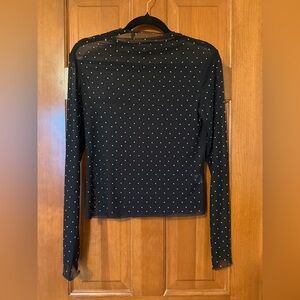 Size M Black Sheer Rhinestone Top